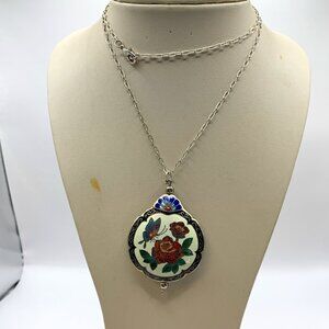 Gorgeous and Unique Cloisonne Pendent Necklace